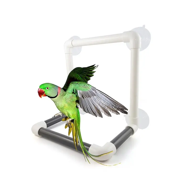 Zeuxo Black/White Suction Cup Bird Parrot Shower Perch Pole, Pet Bath Toy - And