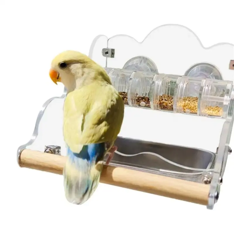 Exogio Parakeet Feeders Splash Proof Bird Dishes Food Dispenser Rotating