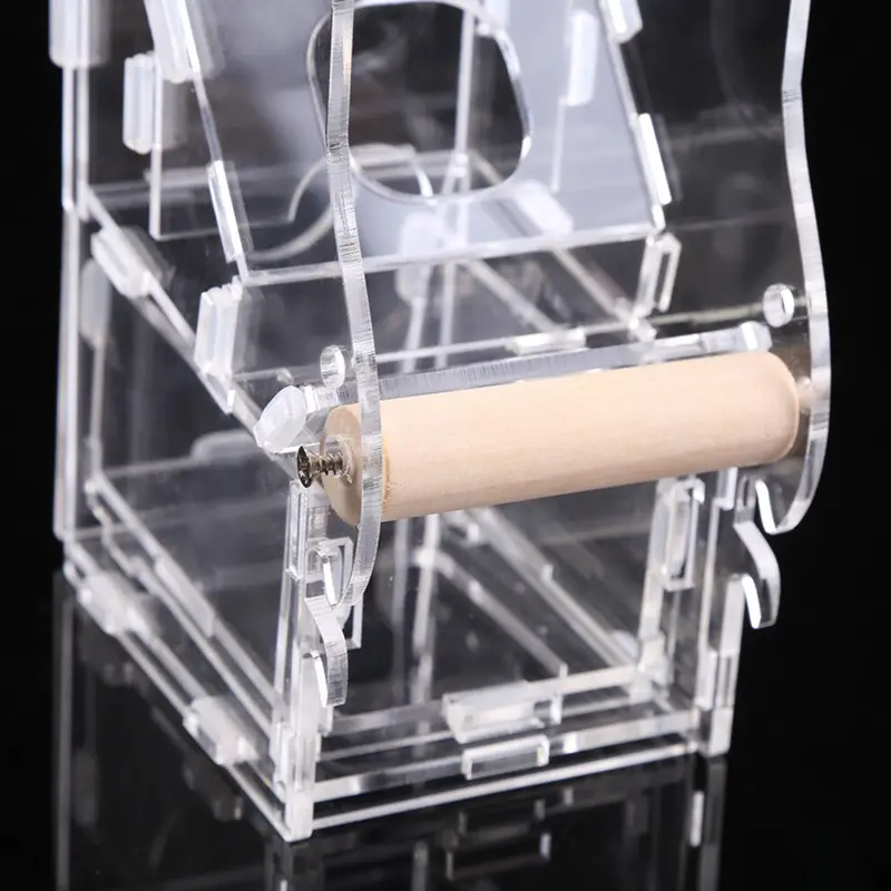 1Pc New Fashionable Acrylic Pet Birds Seeds Food Feeder Cage Toy Transparent Size 1