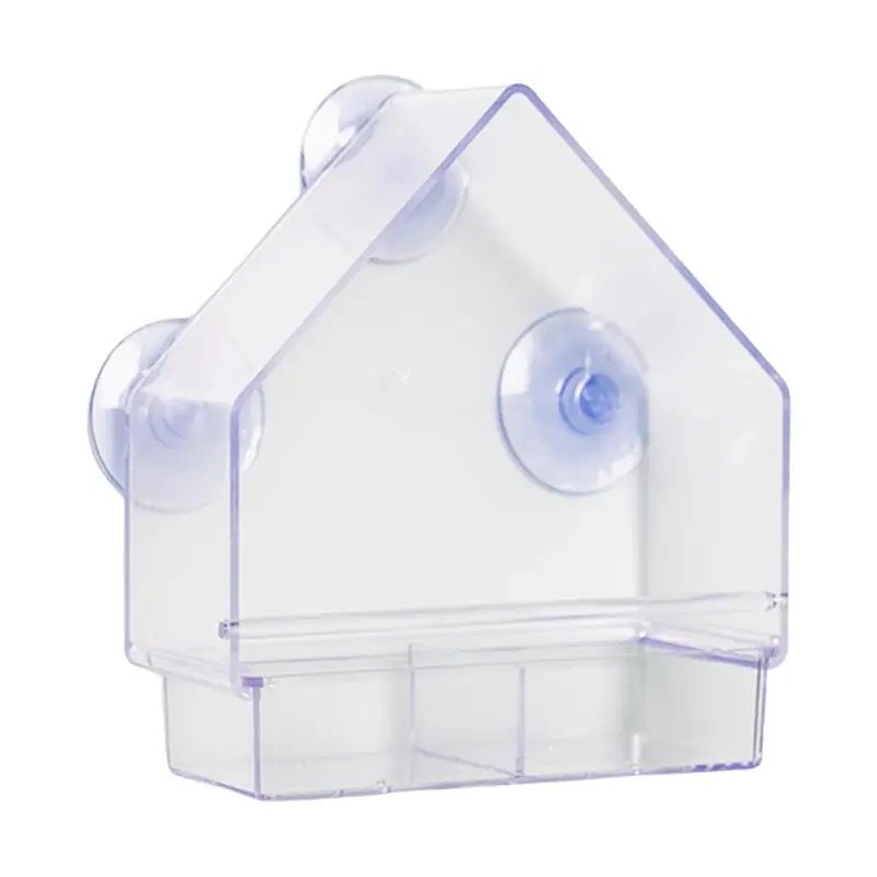 Bird Feeder Window Hanger with Suction Cups Acrylic Feeder Food Dispenser