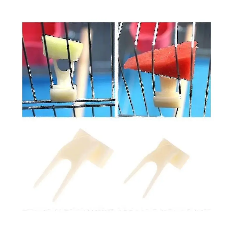 Fruit Fork Supplies Plastic Food Holder Feeding Parrots Cage Zekai