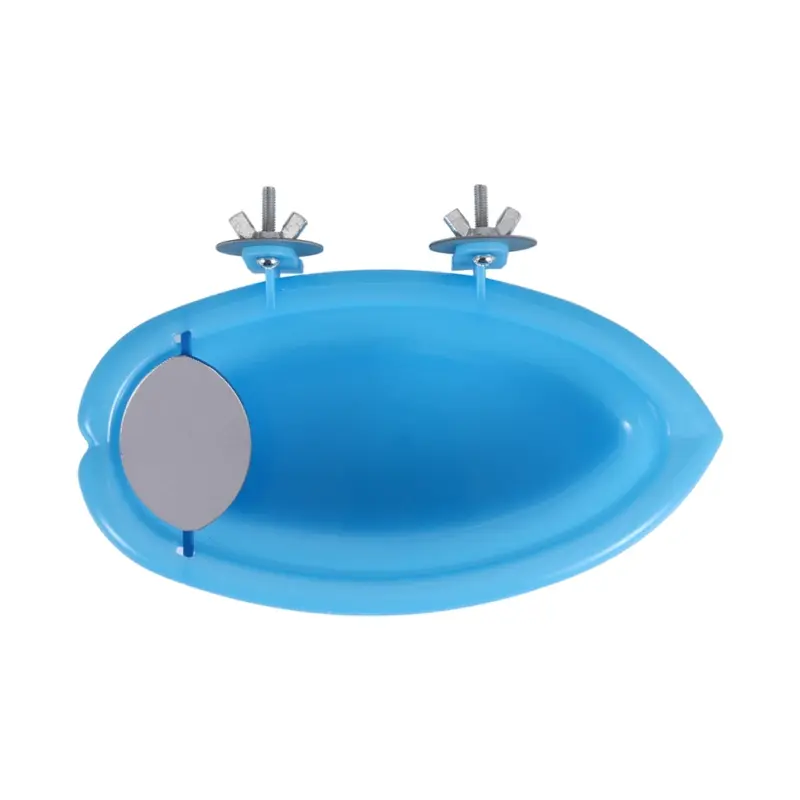 MerkkitN Bird Bath With Mirror Toy For Parrot Bathing Tub Food Feeder Small