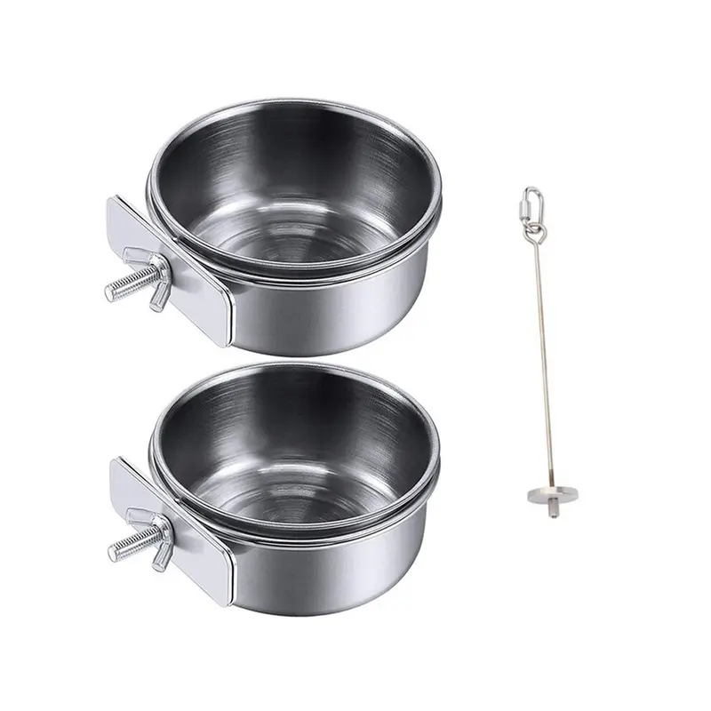 Exogio Bird Feeder Bowl Stainless Steel Parrot Food With Fruit Fork