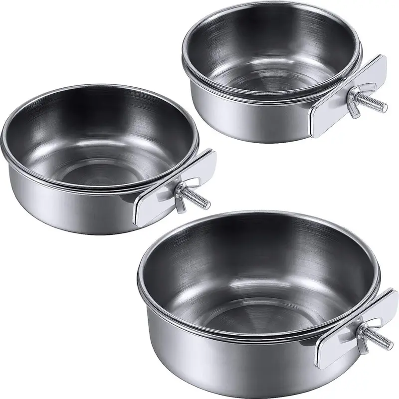 Yadong Set Of Stainless Steel Parrot Feeding Cup Feeders (S, M, L) Size 3