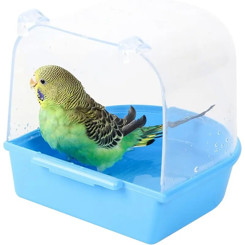 Blue (Blue) Bird Bath Hanging Bath Bird Cage Supplies Feeder Tray