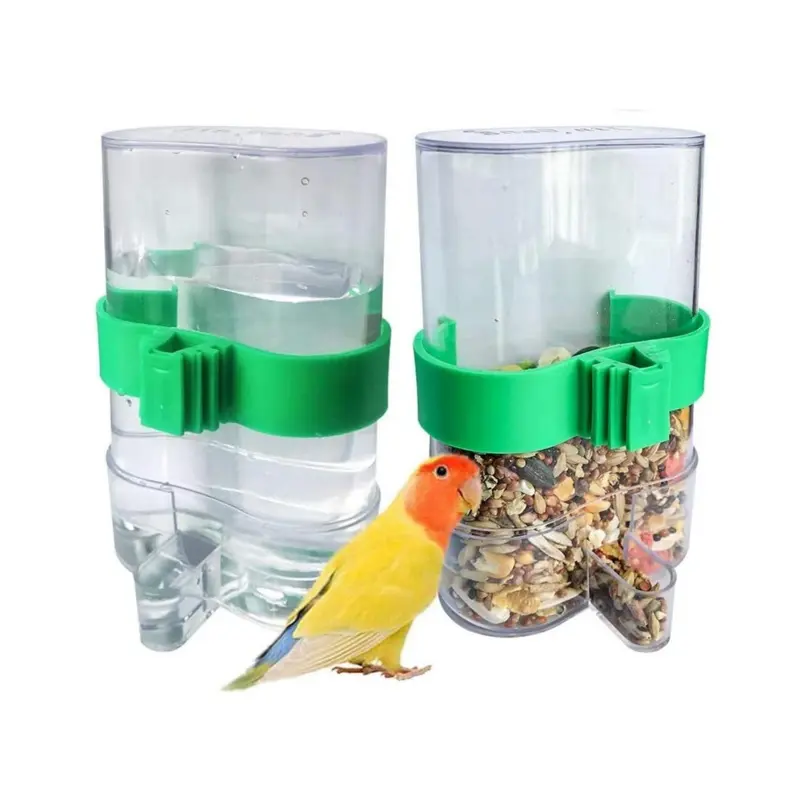 Zeuxo Automatic Bird Drinker, Transparent Parrot Feeder - Pack Size 2