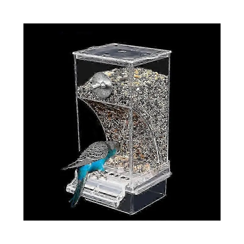 Parakeet Food Dispenser No Mess Plastic Parrot Feeder with Perch for Cage