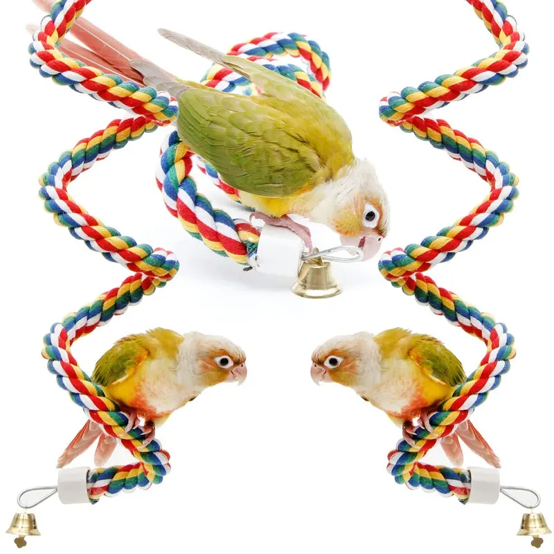 Youngever Pack Birds Toys Bird Ropes Bungee Bird Toys Bird Perches Size 2