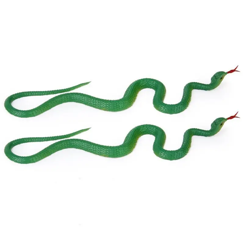 Tlily Green 2X Simulation Soft Plastic Toy Snake Simulation Snake Rubber Tip Toy