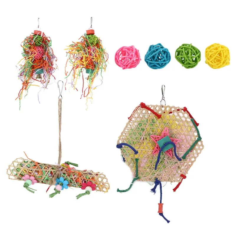 Bird Chewing Toys Bird Colorful Foraging Shredder Toy With Swing For Parrots Small