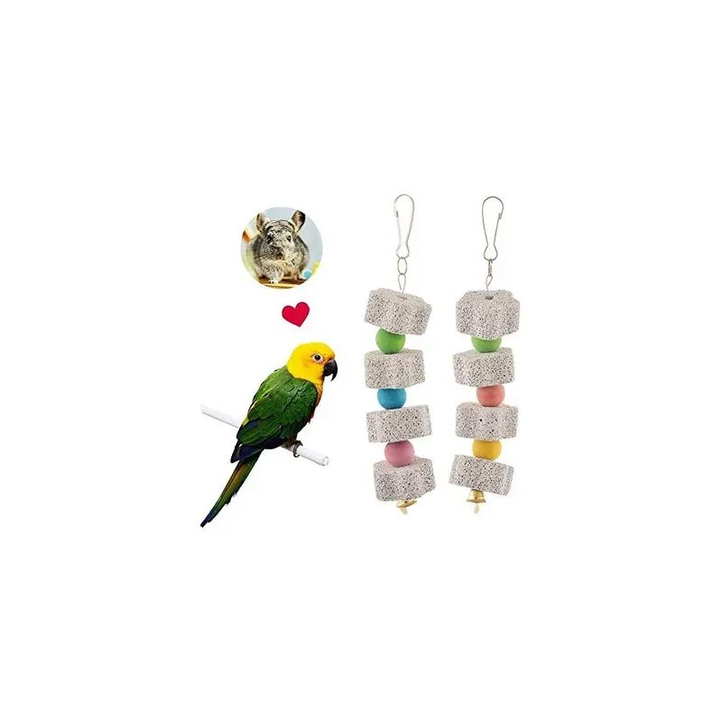 Skingwa Bird Chew Toy, Bird Parrot Beak Grinding Stone With Bell, Pack (#4) Size 2