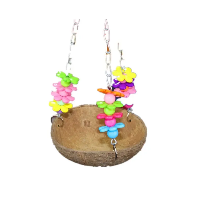 Keshen Pet Bird Parrot Natural Coconut Shell Swing Perch Bed Toy 15Cm