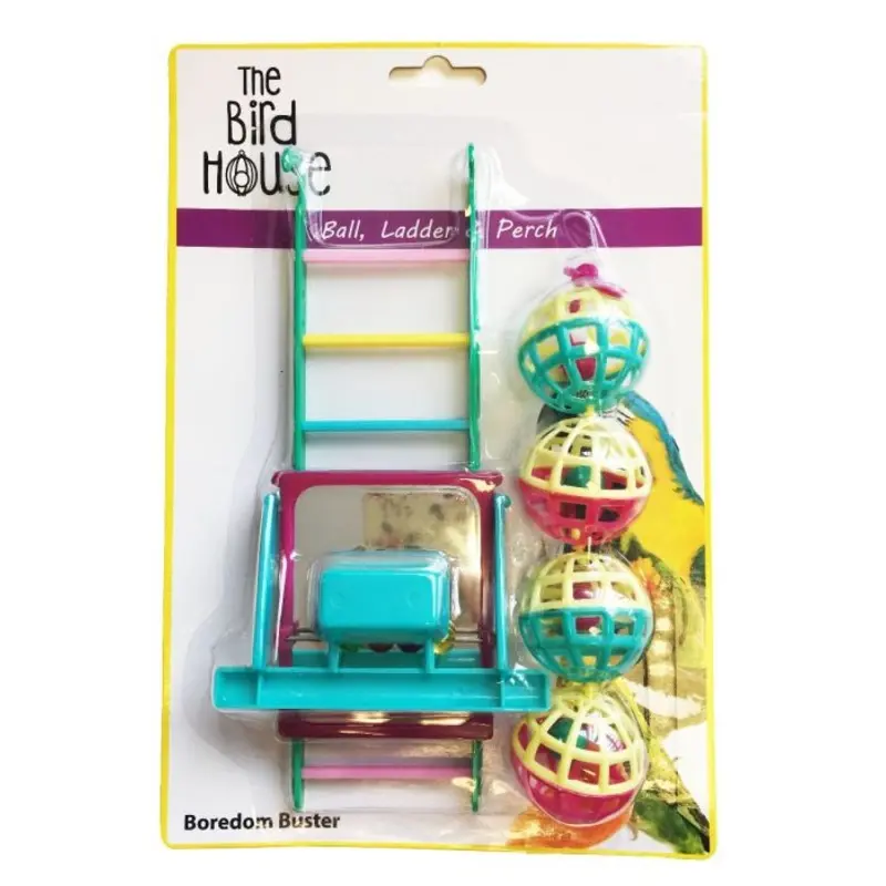 Happy Pet Fun At The Fair Bird Toy Multi-Pack - Ball/Ladder/Perch Small