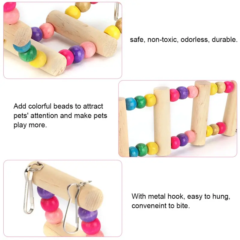 Wood Pet Parrot Suspension Bridge Climbing Toy Bending Freely Playing Supply6x18cm