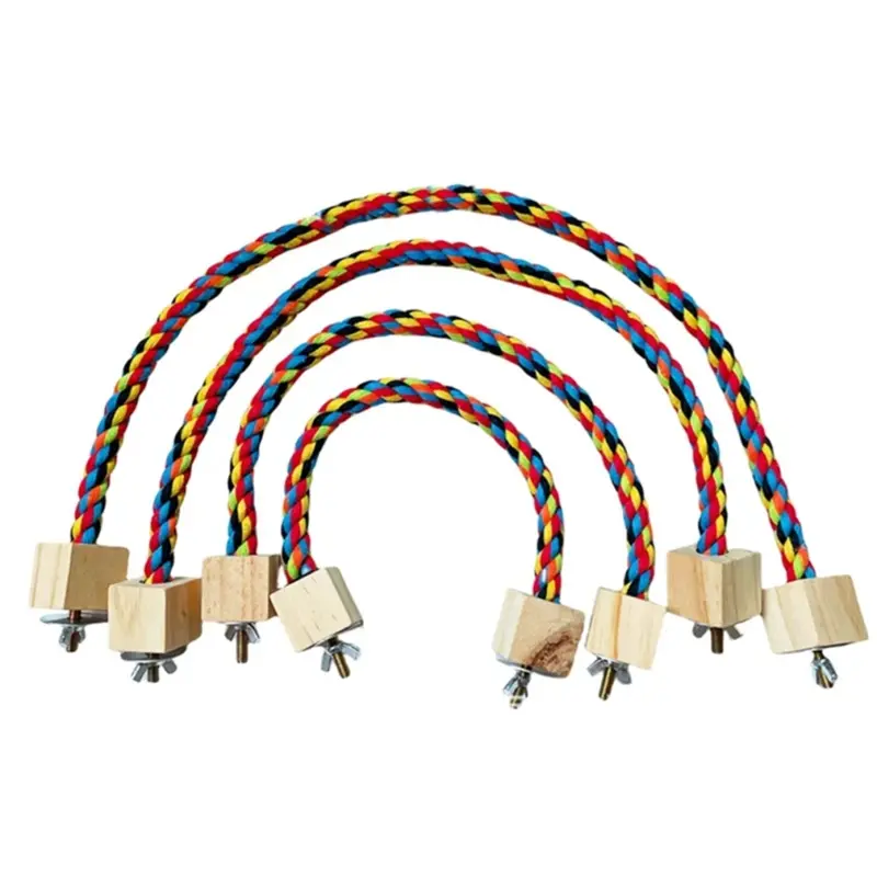 4Pcs Parrot Color Cotton Rope Toys Elastic Parrot Climbing Toys,B Size 4
