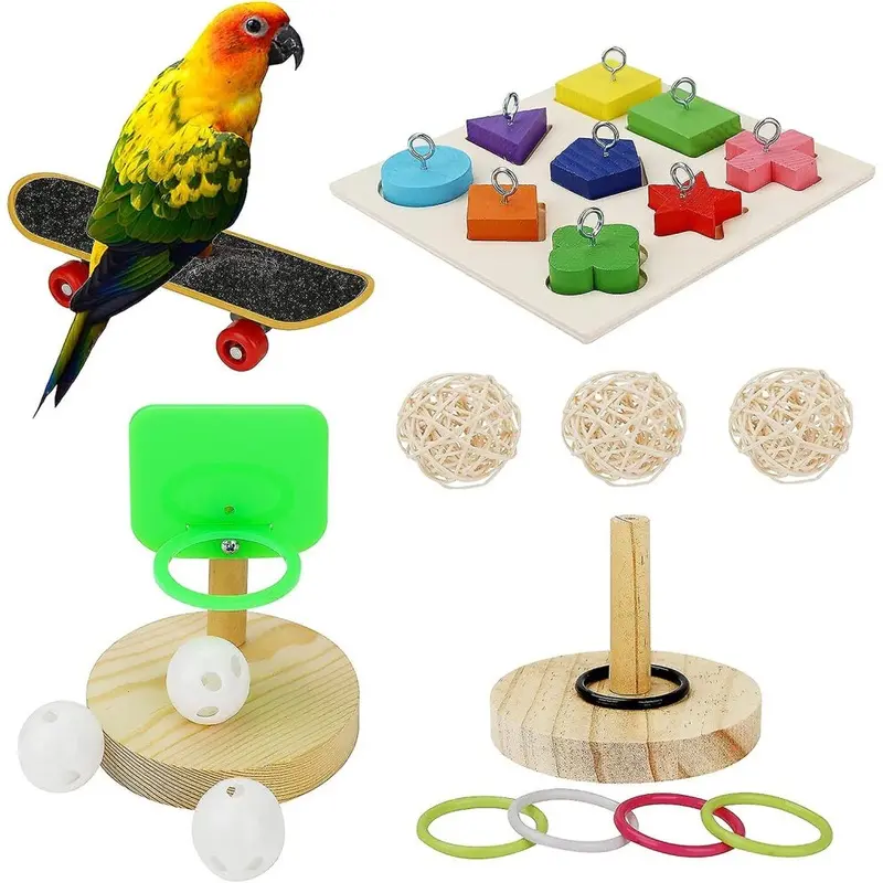 Bird Parrot Toys Pieces: Parakeet Toys Interactive Bird Training Toy Set With Size 5
