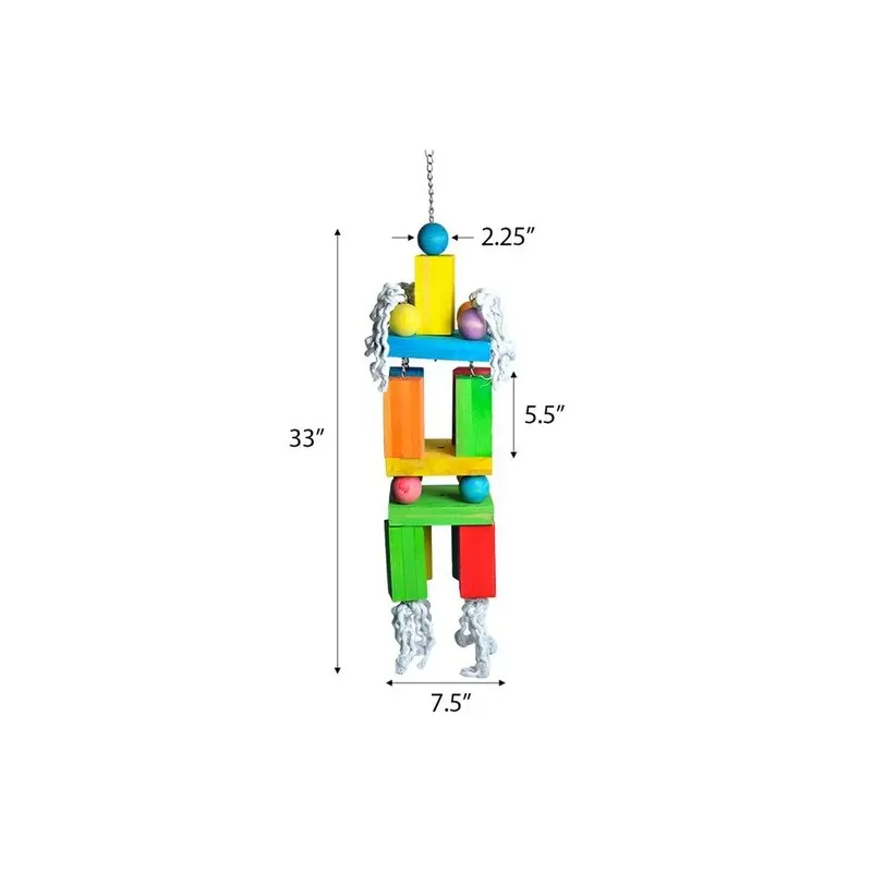 Catlady X 7.5 X 7.5 In. Mega Blocks & Cotton Preening Rope Bird Toy Size 34
