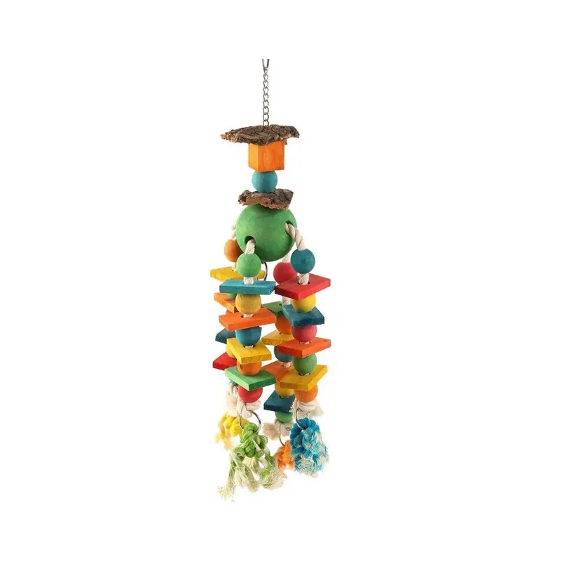 Coollapet Wooden Marble Bird Toy W/Rope & Cork (14 X 2 X 10 Cm) Size 14