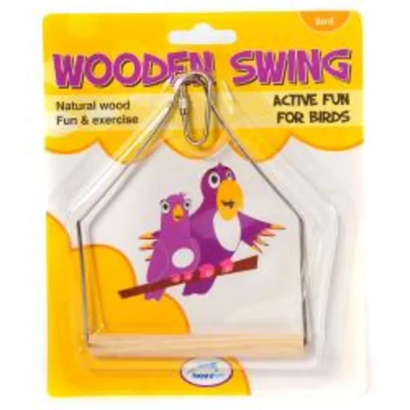 Happy Pet Wooden Bird Swing - 16Cm