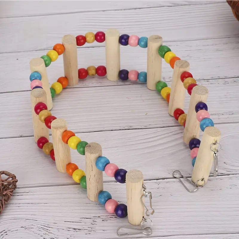 Wood Pet Parrot Suspension Bridge Climbing Toy Bending Freely Playing Supply6x48cm