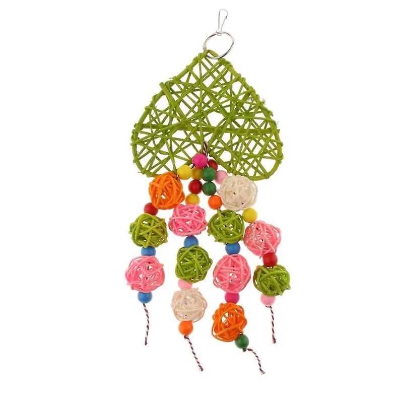Hanging Colorful Rattan Ball Bite Toy Parrot Chewing Toy Treats and Chews