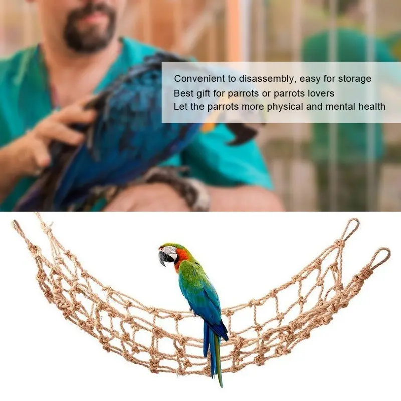 1Pcs Hemp Rope Parrots Climbing Net Hanging Swing Bird Game Cage Toy Medium