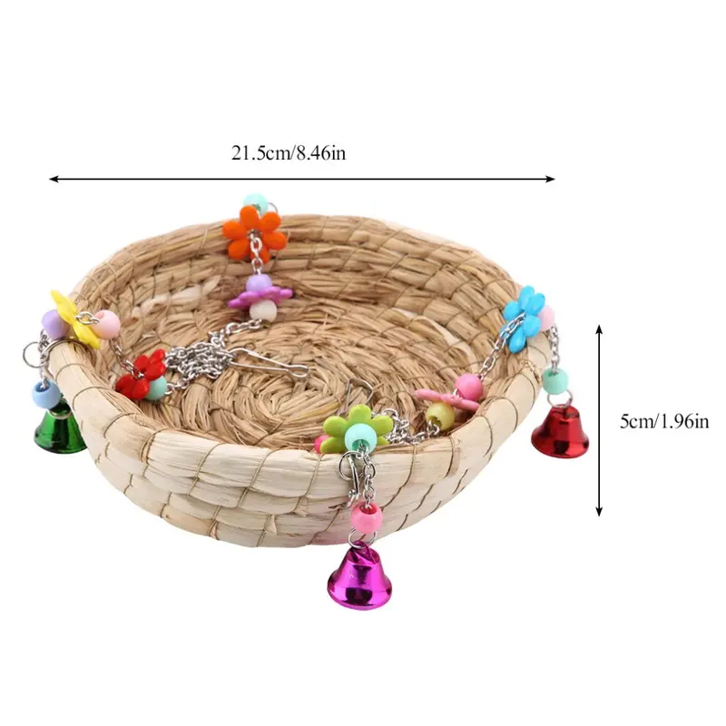 Safe Parrot Straw Durable Bird Toy Swing Nest Hanging on Birdcage