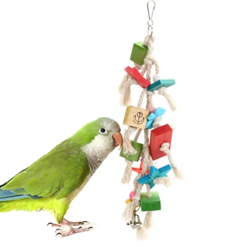 Dsport Creative Parrot Bite Colored Wooden Block Bird Toy Size 1