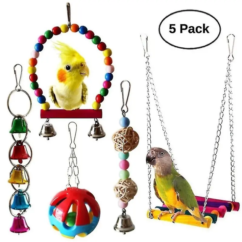 Explosive parrot set chewing toy swing bell rope takraw ball chewing rope