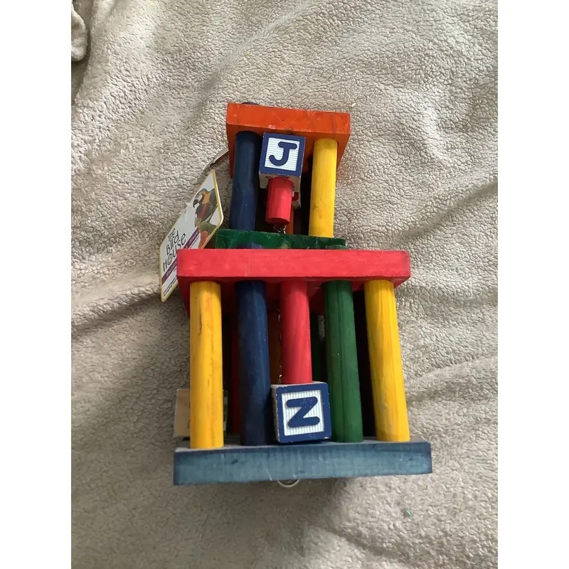 Happy Pet Building Block Maze Large Parrot Cage Toy Colourful Wooden Grey Macaw