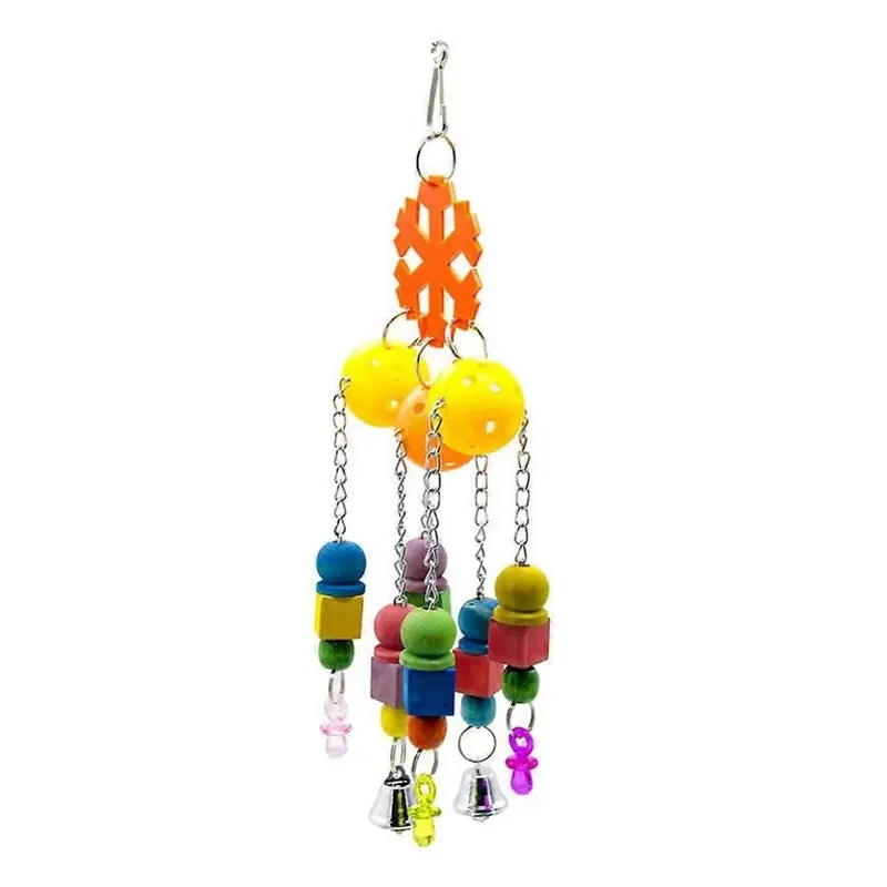 Bird Swing Toys Colorful Ball Block Pet Bird Bite Chewing Toy Style_3