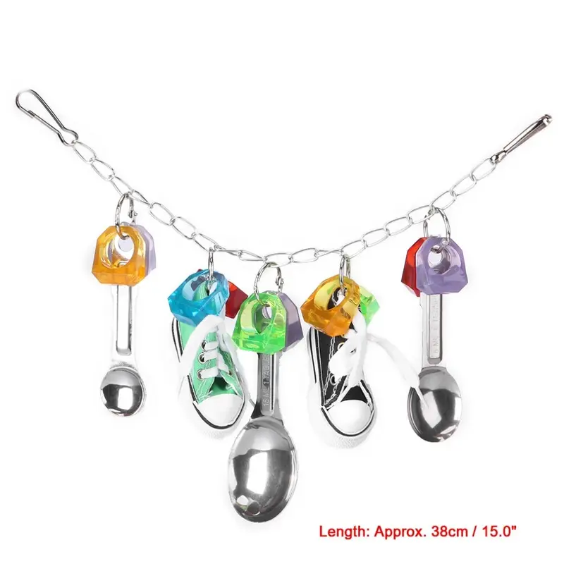 Colorful Plastic Parrot Bird Chewing Playing Toys Cage Hanging Decoration