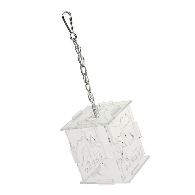 Parrot Acrylic Foraging Toy Food Container Cage Hanging Chewing Toy Small