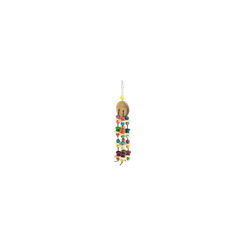 Parrot Colorful Perch Toys Swing Bird Parakeet Wood Block Chew Hanging Bell Cage