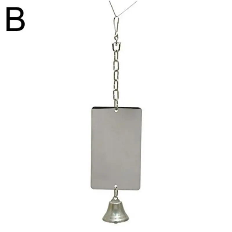 New Parrot Bird Parakeet Hanging Mirror Bell Play Toy Cage Decoration Pet Supplies