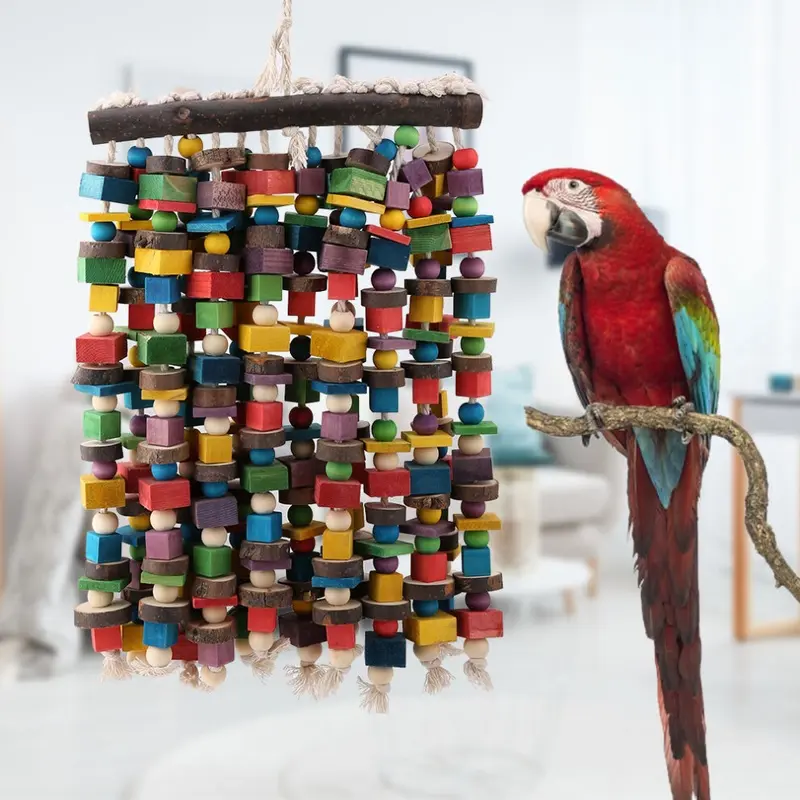 Parrot Toy Bird Chewing Toys Hanging Parrort Toy Playing Toy with Hanger