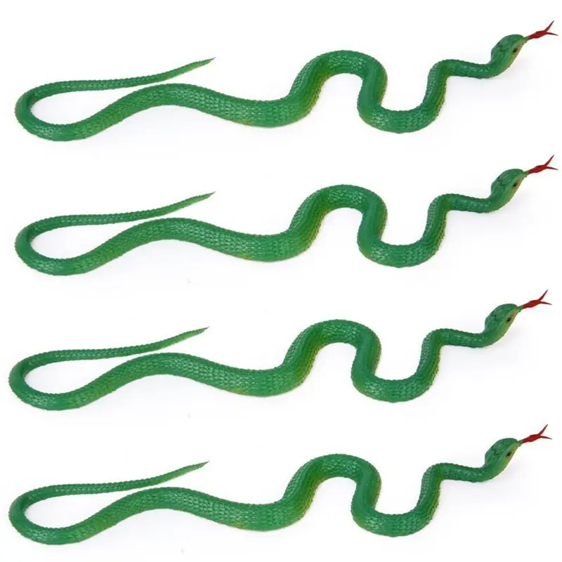 Tlily Green 4X Simulation Soft Plastic Toy Snake Simulation Snake Rubber Tip Toy
