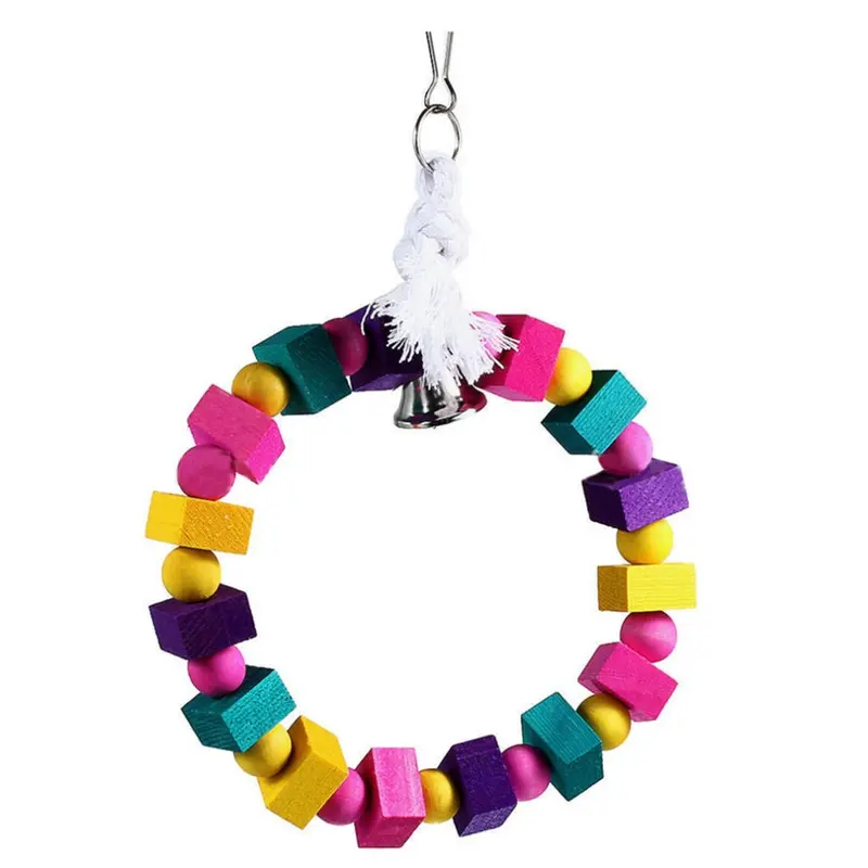 Zhihuan Bird Parrot Toy Wooden Cotton Rope Snap