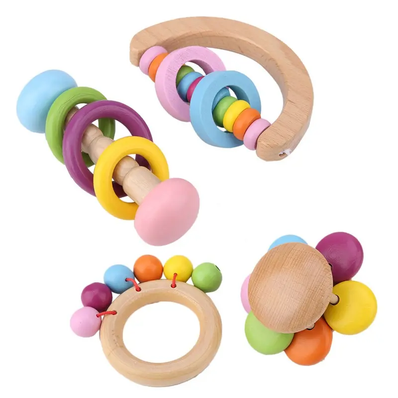 4Pcs Parrot Toy Bird Chewing Toys Hanging Wooden Toy Parrot Playing Toy Set Size 4