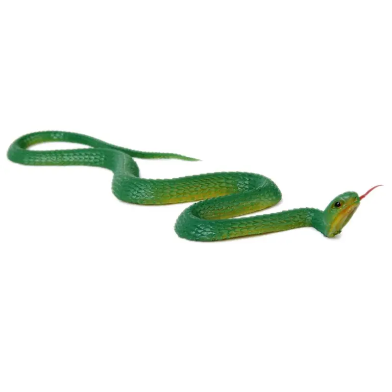 Tlily Green Simulation Soft Plastic Toy Snake Simulation Snake Rubber Tip Toy
