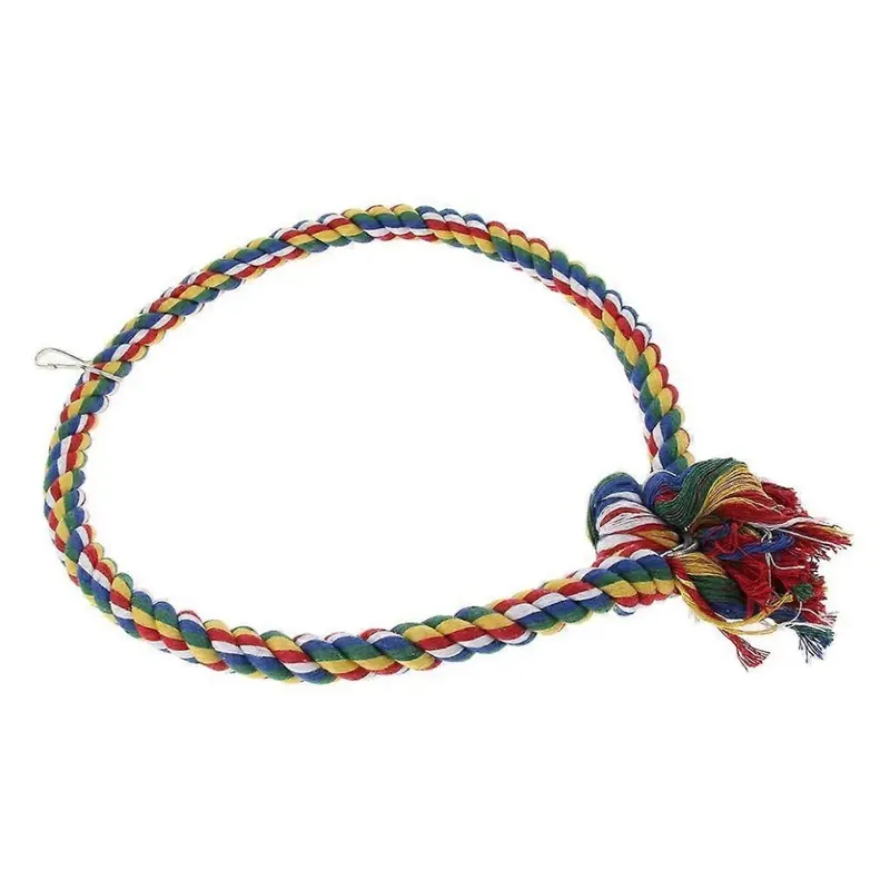 Kikidex (L, One ) Pet Bite-Resistant Cotton Rope Swing Bird Toy Round Circle Ring Large