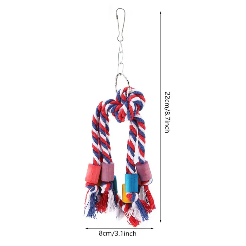 Colorful Pet Bird Parrot Chew Toy Hanging Climbing Cotton Rope