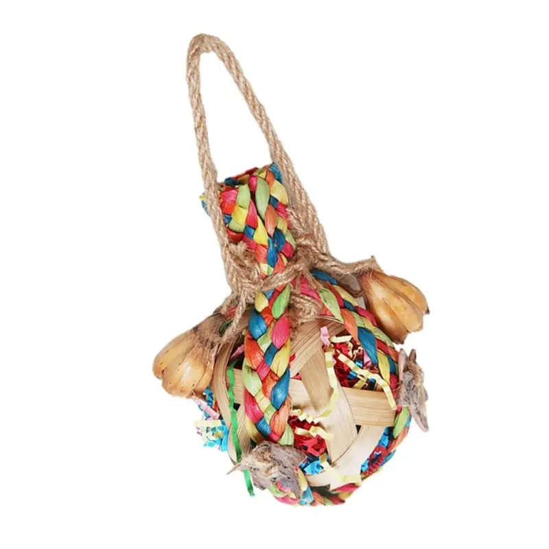 Parrot Toys Ball Cage Bite Hanging Training Bird Chewing Toy,B Large
