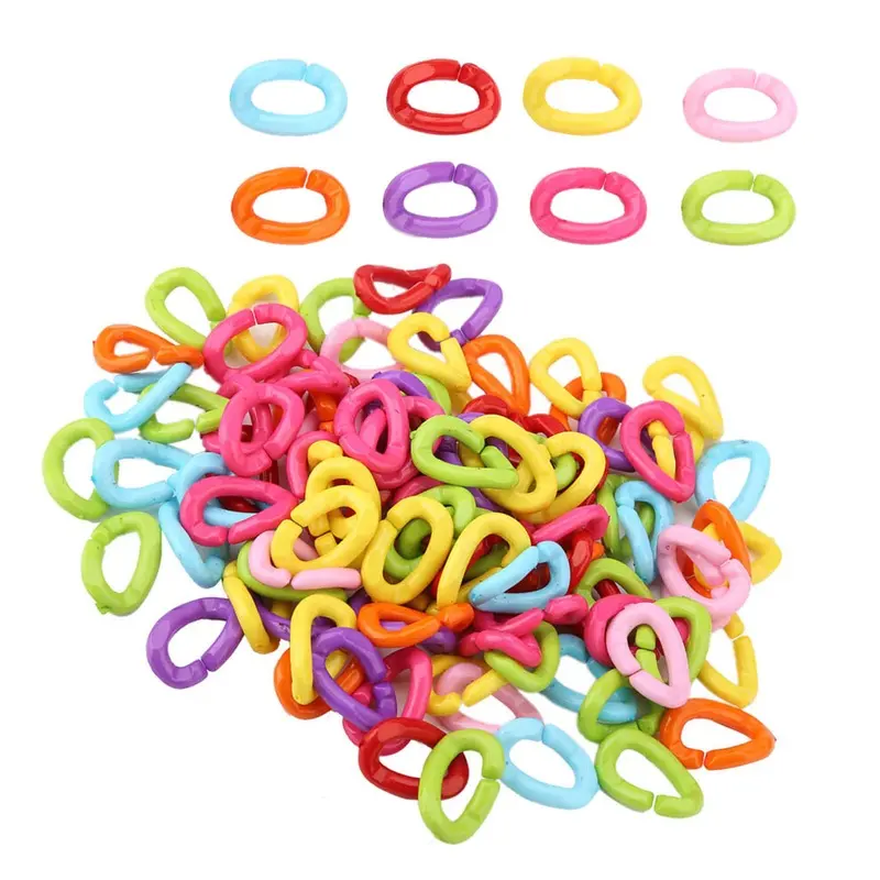 100Pcs Plastic Bird C Clips Hooks Chain Links Diy Parrot Toys Mix Color Size 1