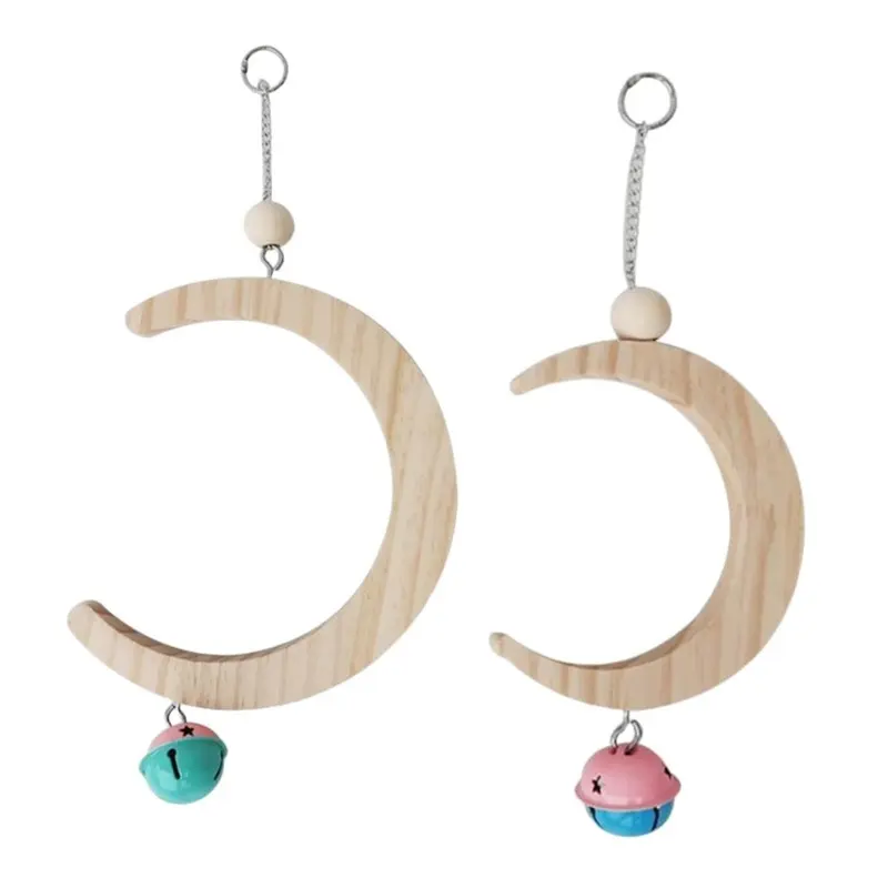 Birds Chewing Toy Perch Parrot Toy Parrot Swings With Bell 2Pieces 20Cm 14Cm