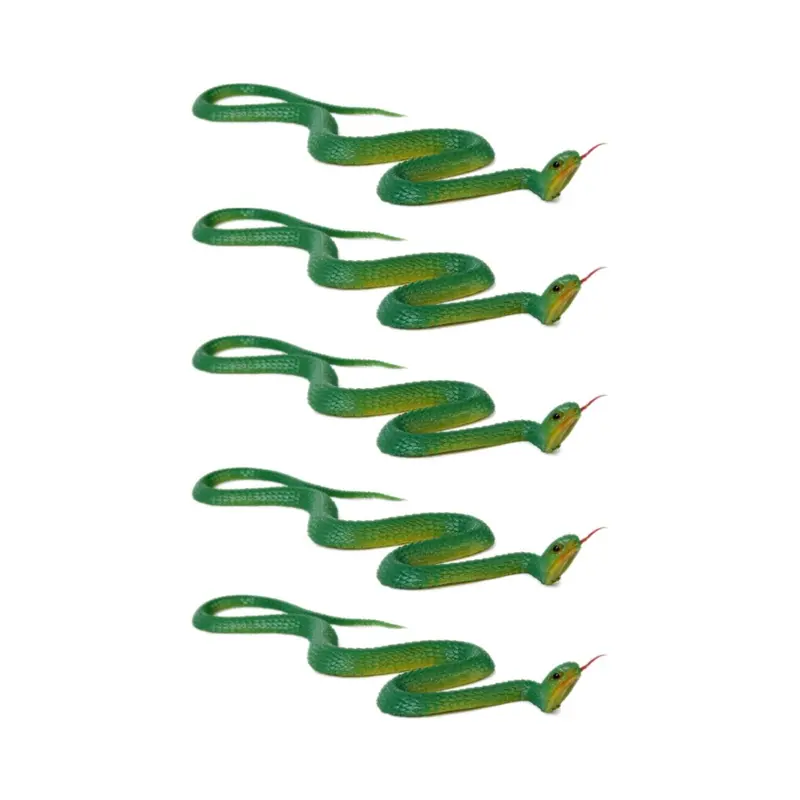 Exogio Green 5X Simulation Soft Plastic Toy Snake Simulation Snake Rubber Tip Toy
