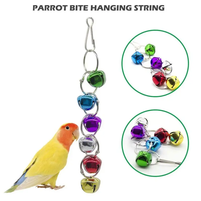 Parrot Toy Bird Bite Toy Perch Wooden Leather Colorful Building Block