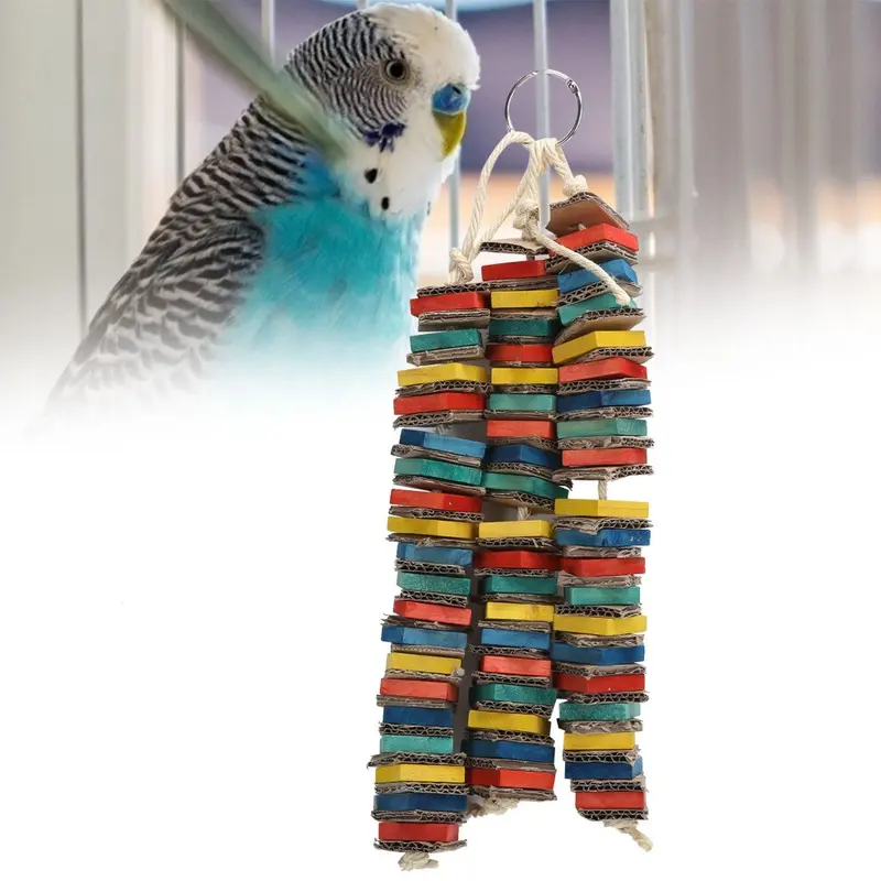 Parrots Chewing Toys Hanging Colorful Wooden Block Playing Destroying Toy Pet Supply