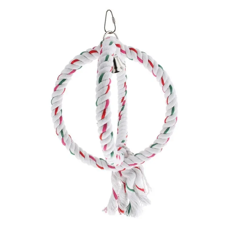 Parrot Cockatiel Cage Chew Climb Toy Ring Cotton Rope Swing Bird Toy