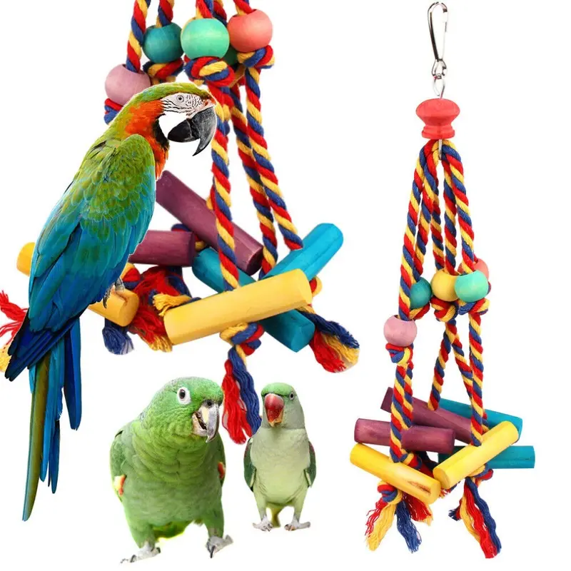 Zeuxo Parrot Chew Toy - Wood Hanging Cage Decor